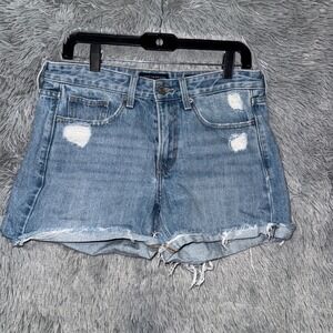 Lucky Brand Boyfriend Shorts Distressed Denim Blue Size 28‎